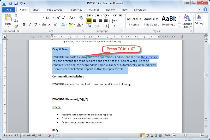 move selected text in word for mac 16
